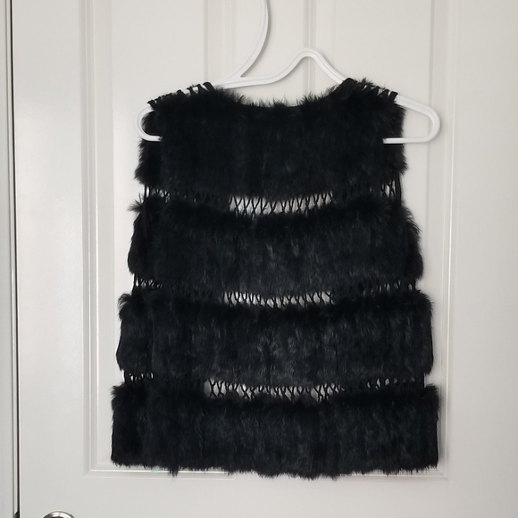 BCBG Black Rabbit Fur Vest - Picture 3 of 3